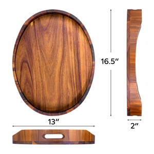 Bandeja de Servir de Madera de Mango Sólida de Primera Calidad, Plato de Madera Rústico Hecho a Mano para Comer y Decorar - Product Image 3
