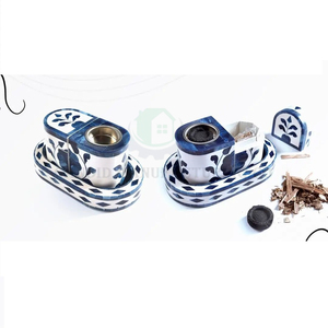 Ensemble de porte-encens en marbre bleu et blanc, diffuseur d'aromathérapie, plateau décoratif, brûleur d'encens Agarbatti, décoration d'intérieur - Product Image 1