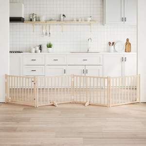 Barrière pour chien en bois massif de sapin avec porte pliable, barrière pour animaux à 4 panneaux, 126,0 pouces - Product Image 1