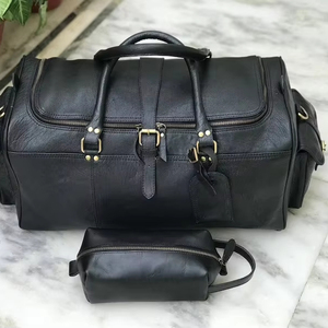 กระเป๋าเดินทางหนังแท้สไตล์วินเทจ สั่งซื้อจำนวนมาก กระเป๋าแบบดัฟเฟิลสำหรับวันหยุดสุดสัปดาห์ ความจุขนาดใหญ่ พกพาสะดวก กระเป๋าถือขึ้นเครื่องบิน MOQ ต่ำ รุ่น LDB-0219 พร้อมซิป - Product Image 1