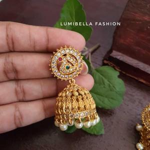 Fine Dangle Earrings Circle Peacock Style Jhumki - Product Image 1
