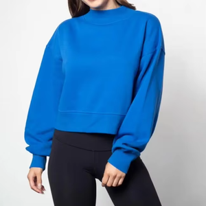 Pull en maille acrylique à col roulé oversize pour femme, couleur unie, épaules tombantes, manches longues, idéal pour l'automne - Product Image 2