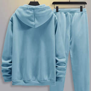 Conjunto deportivo con capucha de alta calidad para hombre, talla grande, 100% algodón, con bolsillo canguro y cordón ajustable. - Product Image 3