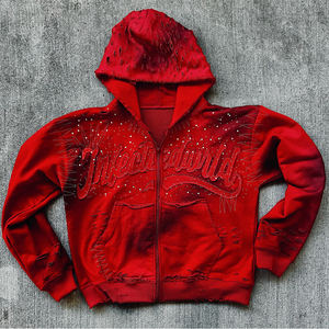 Sweat à capuche pour homme Injected World, style streetwear, coupe oversize, en molleton bouclette 100% coton respirant, hiver - Product Image 4