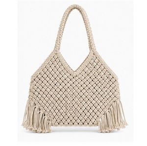 Bolso de Hombro de Macramé de Algodón Ecológico para Mujer, Ideal para la Playa, Compras y Fiestas, Disponible al Mejor Precio - Product Image 1