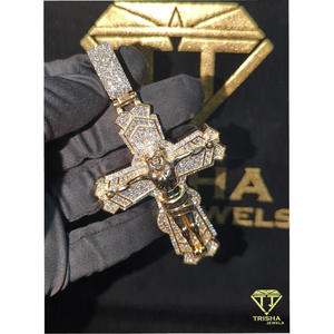 925 Sterling Silver Iced Out <b>Cross</b> <b>Pendant</b> VVS Moissanite Diamond Jesus <b>Men</b> Luxury Hip Hop Necklace Jewelry By Trisha Jewels - Product Image 2