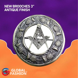 Broche de Kilt Escocés Tradicional con Diseño Masónico, 3 Pulgadas, Estilo Antiguo, Personalizado, Venta al Por Mayor de Fábrica 2026 - Product Image 3
