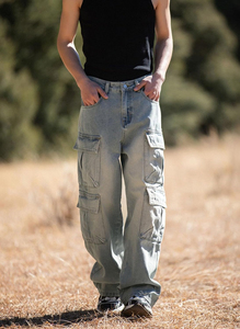 Wholesale Men's High Waist <b>Soft</b> Denim Wash Athletic Fit Casual <b>Jeans</b> Straight Slim Baggy Pants For Men Clothes High Quality - Product Image 5