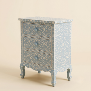 Mesa de Noche de Madera Maciza Ajustable con Accesorios Decorativos, Diseño Único, Alta Calidad, con Incrustaciones de Hueso, Muebles para el Hogar - Product Image 4