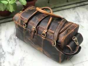 กระเป๋าหนังแท้แบบดัฟเฟิล กระเป๋าเดินทางสุดสัปดาห์ สไตล์วินเทจ ซิป น้ำหนักเบา พกพาสะดวก ความจุขนาดใหญ่ ใส่สัมภาระได้ - Product Image 6