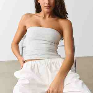 Débardeur court bustier uni pour femme, style urbain, en jersey 100% coton, respirant et écologique - Product Image 3