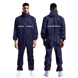 ชุดคลุมกันน้ำแบบมีฮู้ดสะท้อนแสง น้ำหนักเบา กันลม ชุดจั๊มสูทเพื่อความปลอดภัย ชุดกันฝนสำหรับงานอุตสาหกรรม ชุดทำงานมืออาชีพ - Product Image 4