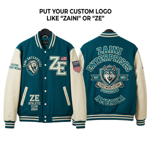 เสื้อแจ็คเก็ตวาร์ซิตี้ ZAINI ZE-012 รุ่นขายดีสำหรับผู้ชายไซส์ใหญ่ ผ้าขนสัตว์ปักลาย กันลม ติดกระดุมแถวเดียว คอตั้งแบบสั่งทำพิเศษ - Product Image 3
