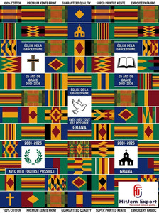 ผู้ผลิตและจำหน่ายผ้าพิมพ์ลายแอฟริกันแบบขายส่ง รับผลิตผ้า Kente สำหรับโบสถ์ตามสั่ง - Product Image 5
