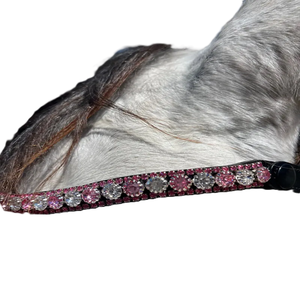 Artículos ecuestres para carreras de caballos, cristales decorativos, diamantes de imitación incrustados, forma curva, frenteira de cuero negro inglés para caballo. - Product Image 1