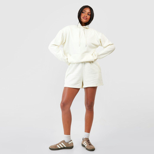 Ensemble deux pièces tendance pour femme, été, en coton respirant, confortable, taille haute, coupe ample, avec dentelle et fermeture éclair, longueur genou, décontracté, pour sports de plein air - Product Image 3