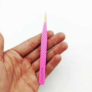 Pinzas puntiagudas de acero inoxidable de alta calidad hechas a medida Pinzas de pestañas rosas de calidad para herramientas de belleza - Product Image 4