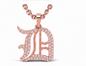 High Quality 925 <b>Silver</b> Rose Gold Finish <b>Initial</b> <b>Pendant</b> A To Z Alphabet CZ Necklace Jewelry - Product Image 1