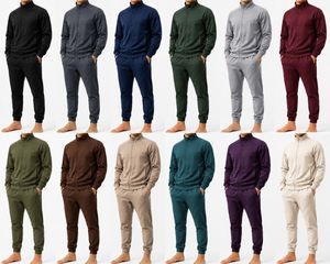 Conjunto Deportivo de Forro Polar Ligero Azul Marino para Hombre, con Cierre Completo, Color Sólido, Transpirable, Pantalones Deportivos de Poliéster con Bolsillos Laterales, Corte Holgado - Product Image 6