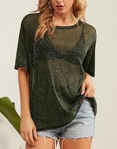 Camiseta de malla transparente para mujer, sexy, de media manga, para discoteca, para bailarina, camiseta sexy de malla para hombre, para fiesta - Product Image 3