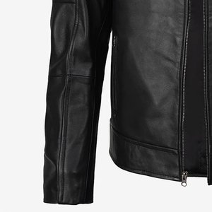 Chaqueta negra con logotipo personalizado al por mayor para hombre, chaquetas de cuero vintage para hombre, chaqueta estilo streetwear, chaqueta de invierno de alta calidad y transpirable - Product Image 4