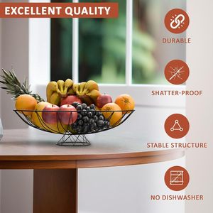 Metal Fruits <b>Vegetables</b> Basket Bowl with Holding <b>Stand</b> Decorative Wire Fruit Basket for Kitchen Dining Table Countertop Storage - Product Image 6