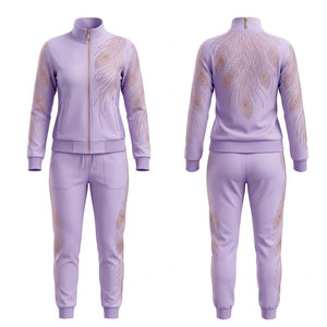 Conjunto Deportivo Urbano para Mujer con Chaqueta con Pedrería y Pantalones Jogger, Conjunto de Chaqueta Brillante y Pantalones Jogger - Product Image 1