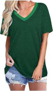 Camiseta de manga corta con cuello en V de punto ligero para mujer, top informal, transpirable y suave, ligero y transpirable - Product Image 2