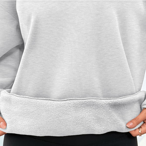 เสื้อสเวตเชิ้ตคอกลมโอเวอร์ไซส์สำหรับผู้หญิง สีพื้น แขนยาวทรงหลวม ผ้าถักจากใยฝ้ายและใยไผ่ เหมาะสำหรับใส่ลำลองในฤดูใบไม้ร่วง - Product Image 3