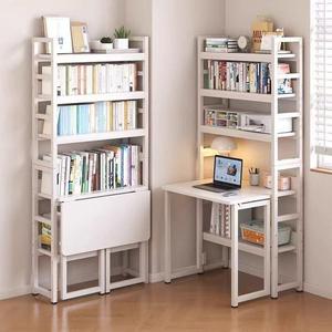 Space-Saving Bookshelf with Foldable <b>Desk</b> Multi-Level Storage Shelves and Organizer for Home Office Study Room and <b>Small</b> Spaces - Product Image 1