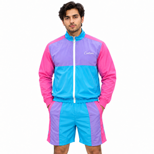 Zip Up Color/ful Men Windbreaker Nylon Short Wholesale Quick Dry Polyester Track Suit Unisex Piping Waterproof Streetwear <strong>Jacket</strong> - Product Image 3