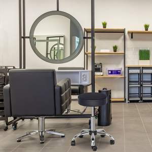 Rueda de nailon de cuero semi PU, taburete redondo de 300 libras con pies de cinco estrellas, taburete técnico en negro RT, producto elegante y duradero - Product Image 2