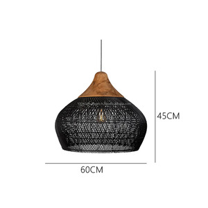 European Coastal Traditional <b>Chinese</b> Sustainable Coiled Rattan Bamboo Handwoven Lampshade High Quality Pendant Light Home Hotel - Product Image 5
