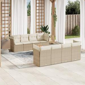 Grand ensemble de canapés de jardin réglables en rotin PE beige, mobilier de jardin ajustable - Product Image 1