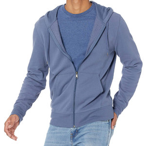 Sudadera con capucha de cremallera completa con logo personalizado, térmica, de felpa francesa, bordada, transpirable, lisa, corta, de mezcla de algodón, básicas para invierno, teñida - Product Image 4