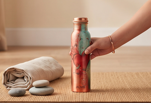 Premium Pure Copper Water Bottle Vibrant Heart Printed Finish Perfect for Kitchen Tabletop Drink Ware Daily Hydration Travel - Product Image 4