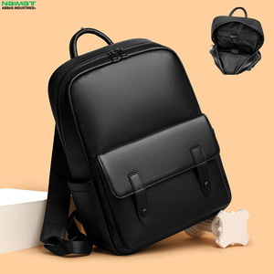 Sac à dos pour ordinateur portable en cuir véritable grande capacité, imperméable, respirant, personnalisable, décontracté, pour affaires, école, voyage, unisexe, extérieur - Product Image 4