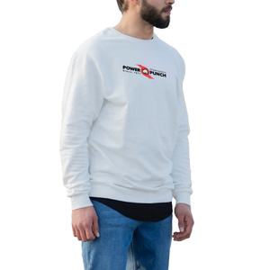 POWER PUNCH Elastic Waist <b>Men's</b> Basic Oversized <b>White</b> <b>Sweatshirt</b>-Breathable & Eco-Friendly Polyester/Cotton - Product Image 3