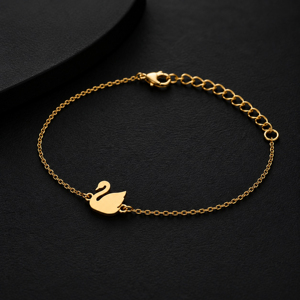 Pulsera de Cadena con Diseño de Cisne en Plata de Ley 925 Chapada en Oro, Joyería Fina Minimalista para Mujer, Uso Diario, Regalo - Product Image 2