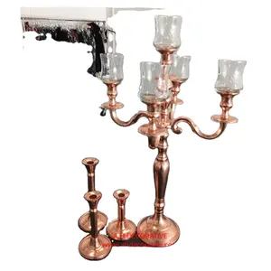 Candelabros e candelabros de metal banhados de cobre e suporte de vela para sala de estar, iluminação natalina, candelabros de luxo decorados à venda