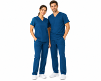 Conjunto de Uniformes Médicos Unisex para Hospital, Top con Cuello en V y Pantalones Cargo, Uniformes de Enfermería al por Mayor en Algodón y Poliéster