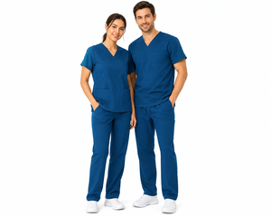 Unisex Hospital <b>Scrub</b> <b>Set</b> Couple V-Neck Top Cargo Pants Matching Medical Nursing Uniform Wholesale In Cotton and Polyester - Product Image 1