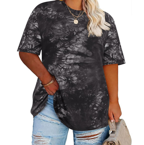T-shirt d'été 180 GSM 100% Coton OEM pour Femme Grande Taille Coupe Ample Col Rond Imprimé Tie-Dye Décontracté - Product Image 6