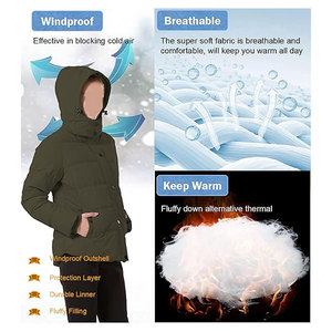 เสื้อแจ็คเก็ตผู้หญิงแบบหนาบุใยสังเคราะห์สำหรับฤดูหนาว พร้อมฮู้ดถอดได้ มีไซส์มาตรฐานและไซส์พลัส เสื้อคลุมกันหนาวแบบหนา - Product Image 3