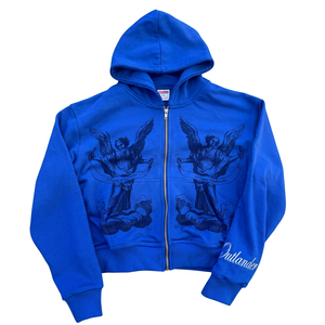 Streetwear Bestseller Reißverschluss-Hoodies mit Strass für Herren 100% Baumwolle Schnelltrocknend Atmungsaktiv mit Taschen-Design Winter Anpassbar - Product Image 4