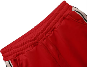 Two-Piece Men's Autumn Winter & Spring Set Featuring a Short Striped Knit Zip-Up Jacket Long Sleeves And a Hood with Drawstring - Product Image 5