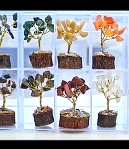 Juego de 12 Árboles de Piedras Preciosas al por Mayor con Caja, Árbol de Ágata para Decoración y Energía, Juego de Árboles Decorativos Bonsái - Product Image 2