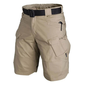 Multi-Pocket <b>Tactical</b> Outdoor Hiking <b>Shorts</b> Drawstring Closure Mid Waist Solid Pattern Knitted Fabric-Durable Utility Design - Product Image 1