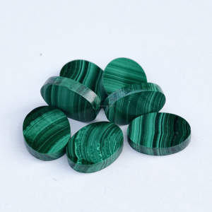 พลอยมาลาไคต์ทรงรีธรรมชาติแบบแบนสีเขียว - Product Image 5