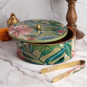 Handmade Wooden Chapati <b>Storage</b> Box with Spice Container Set <b>Kitchen</b> Organizer for Roti Home Decor Utility - Product Image 1